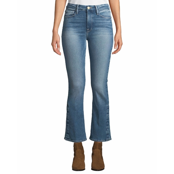 Frame Y2K Le Crop Mini Boot Cut Tear Away Flared Hem Denim Jeans - Picture 1 of 10